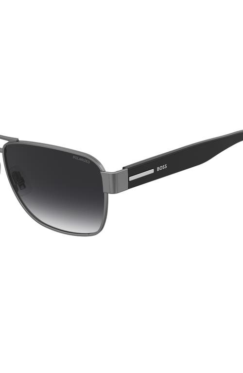 Hugo Boss 60mm Polarized Rectangular Sunglasses In Gray