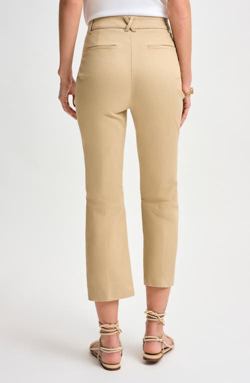 Isaac Mizrahi New York Stretch Twill Ankle Kick Flare Pants In Khaki