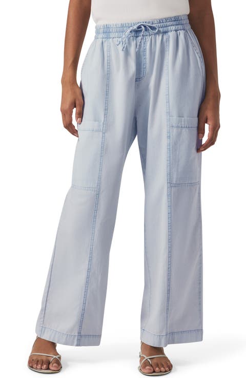 Indigo Stripe Wide Leg Pants