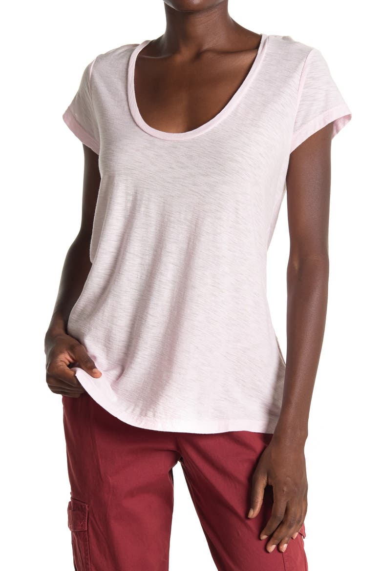 Deep V-Neck T-Shirt, Main, color, OXFORD PINK