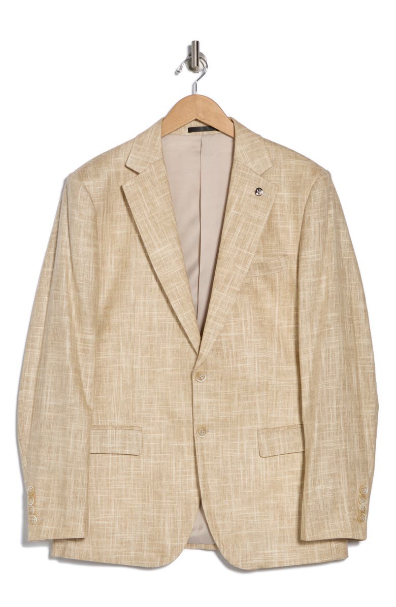 T.R. PREMIUM Slim Fit Wax Linen Blazer, Alternate, color, Natural