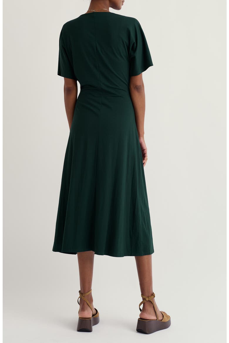 Water Mint Twist Front Organic Cotton Blend Midi Dress, Alternate, color, TEHIDY