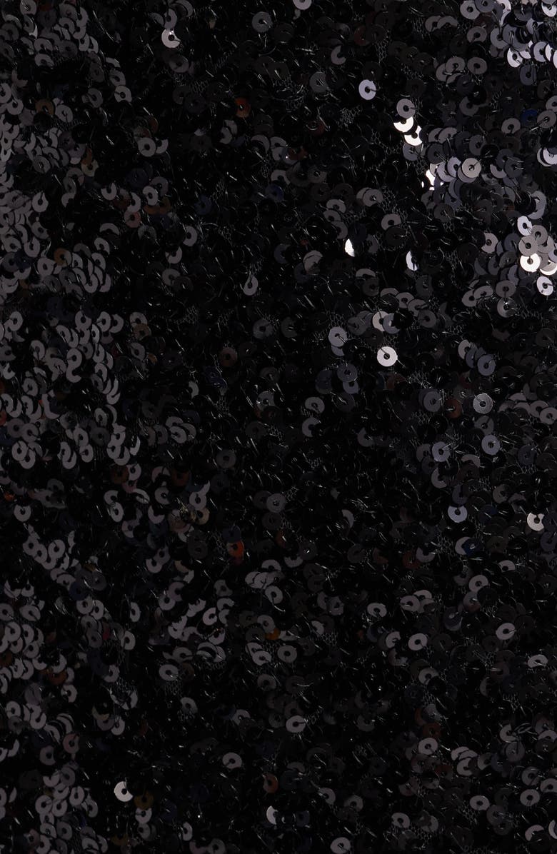 Eliza J Collared Long Sleeve Sequin Minidress, Alternate, color, Black White