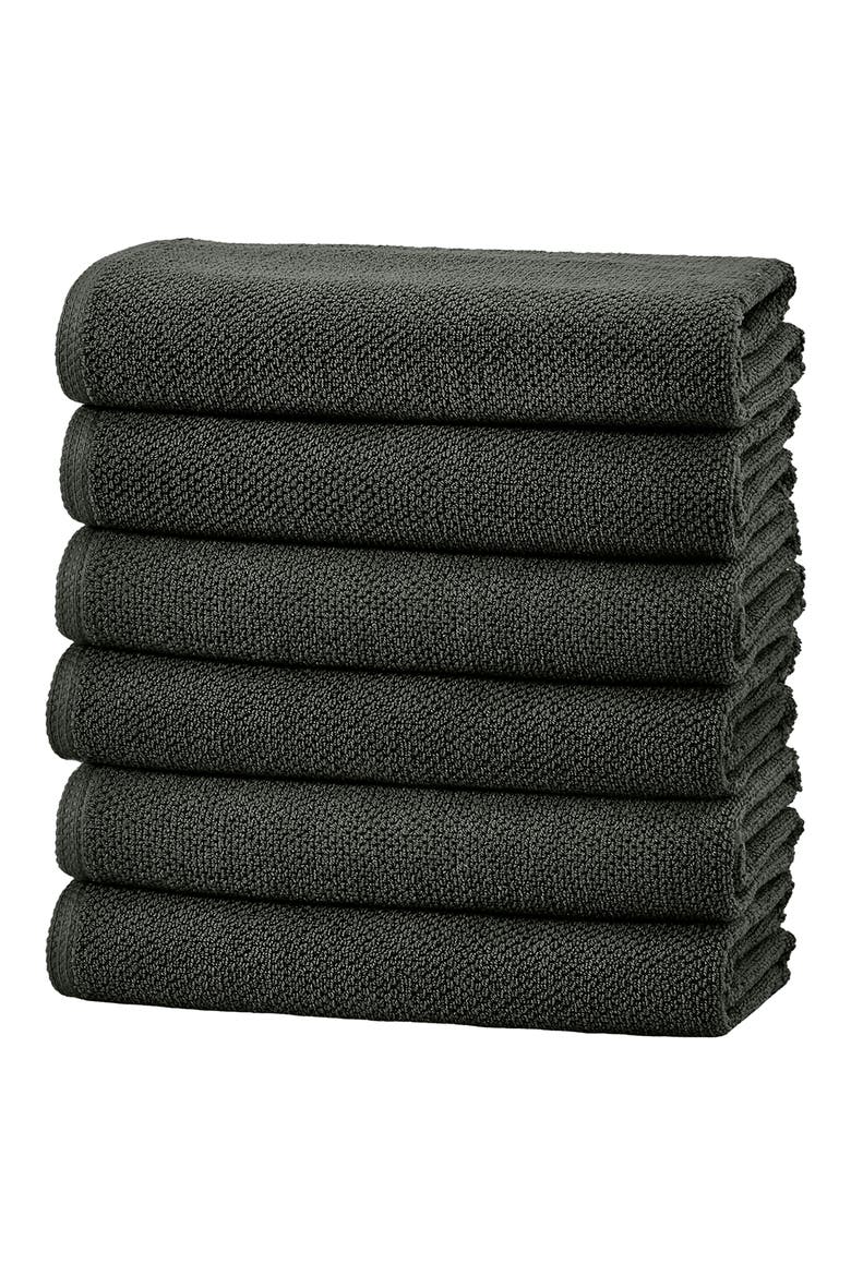 Cotton 6-Pack Textured Hand Towels, Main, color, MIDNIGHT