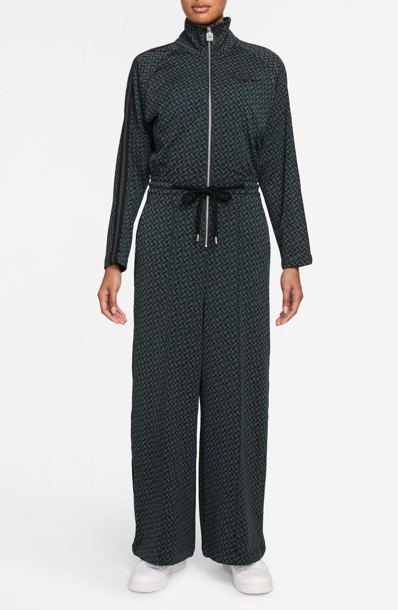 Nike Sportswear Long Sleeve Jumpsuit, Main, color, Seaweed/ Anthracite/ Black