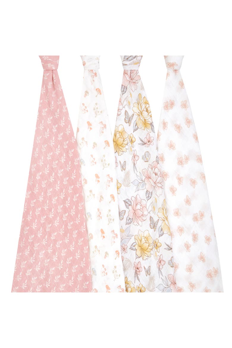 Assorted 4-Pack Organic Cotton Muslin Swaddling Cloths, Alternate, color, EARTHLY