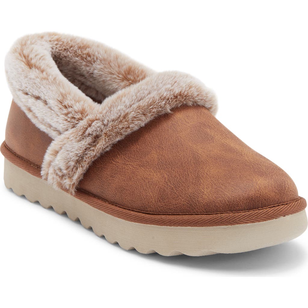 Skechers Cozy Up Faux Fur Lined Slipper In Brown