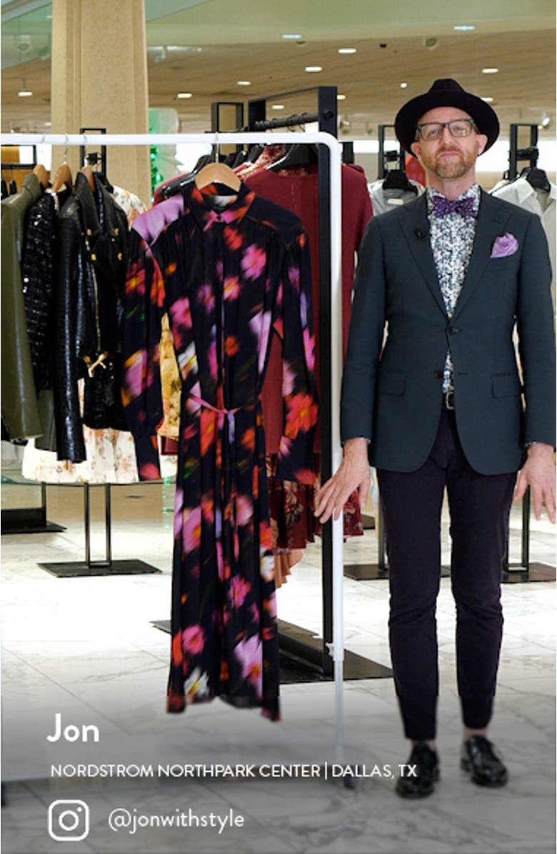 Aubrey Abstract Floral Long Sleeve Maxi Shirtdress, sales video thumbnail