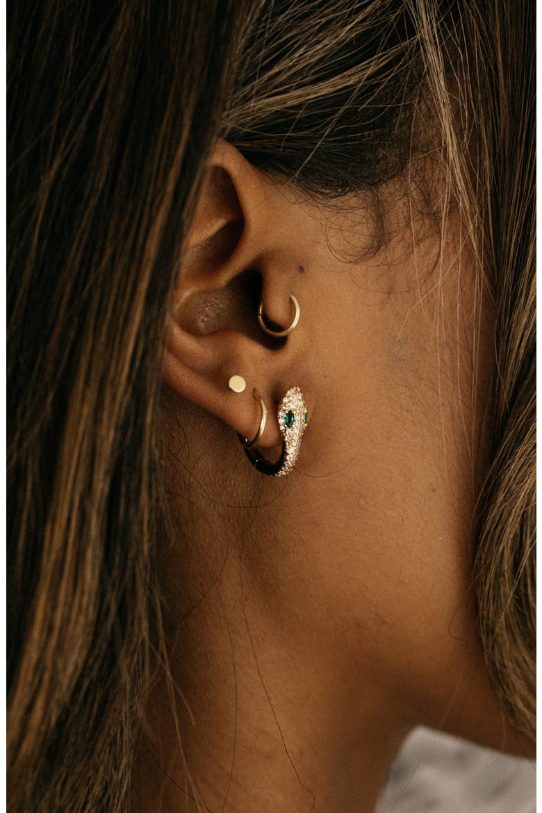 Viper Huggie Hoop Earrings, Alternate, color, GOLD