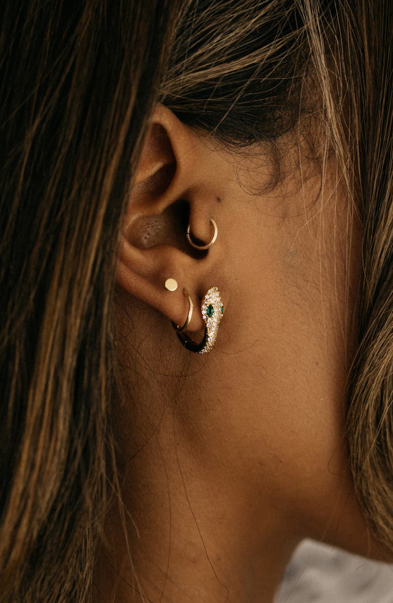 Child of Wild Viper Huggie Hoop Earrings, Alternate, color, Gold