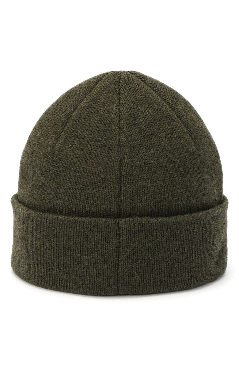 AllSaints Embroidered Logo Beanie, Alternate, color, Beetle Green