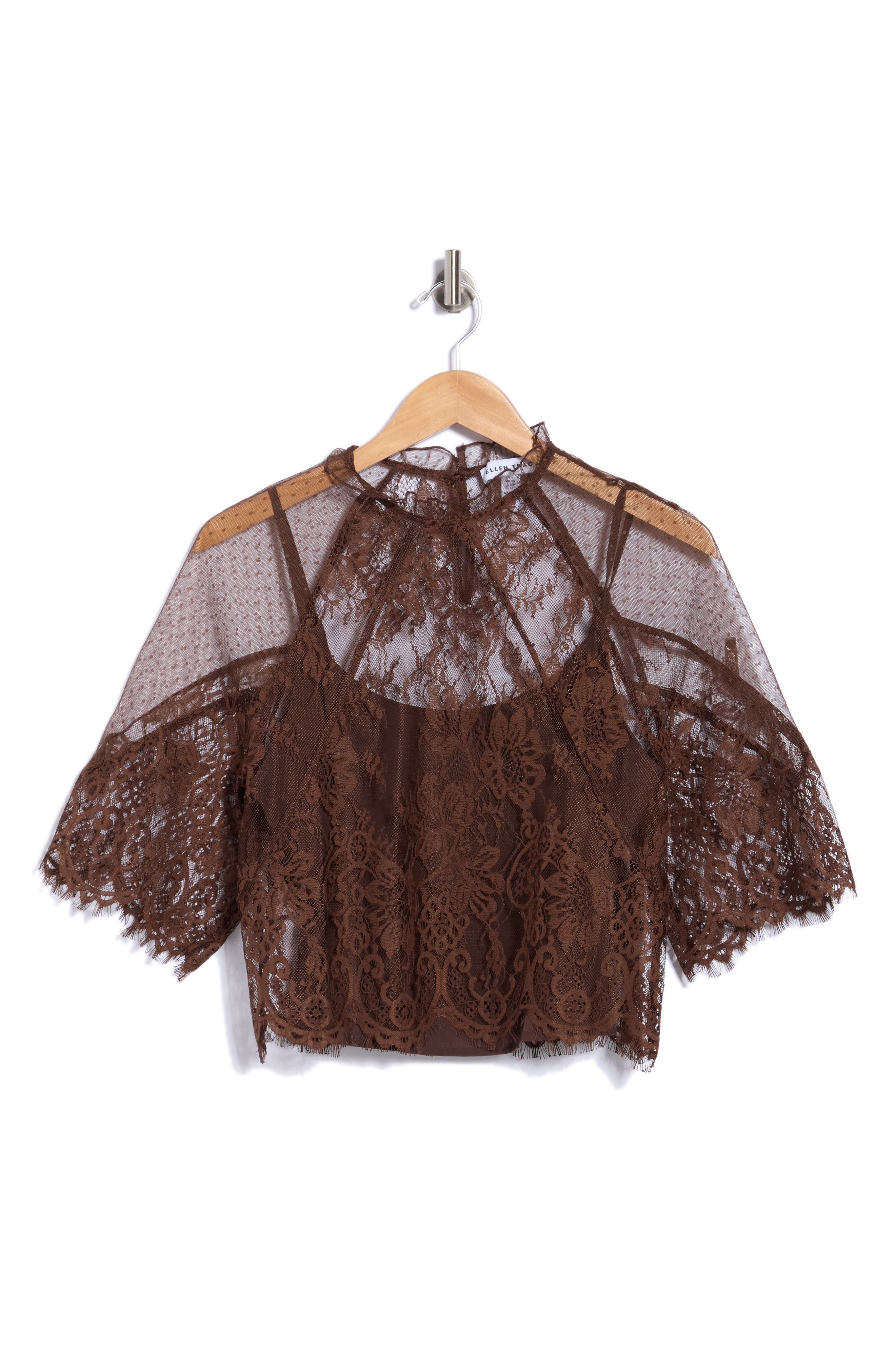 Ruffle Neck Lace Top