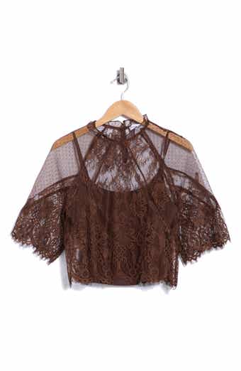 Ruffle Neck Lace Top