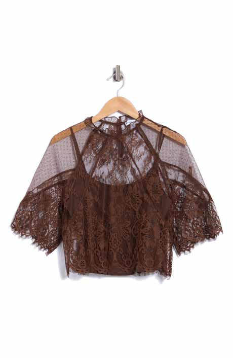 Ruffle Neck Lace Top