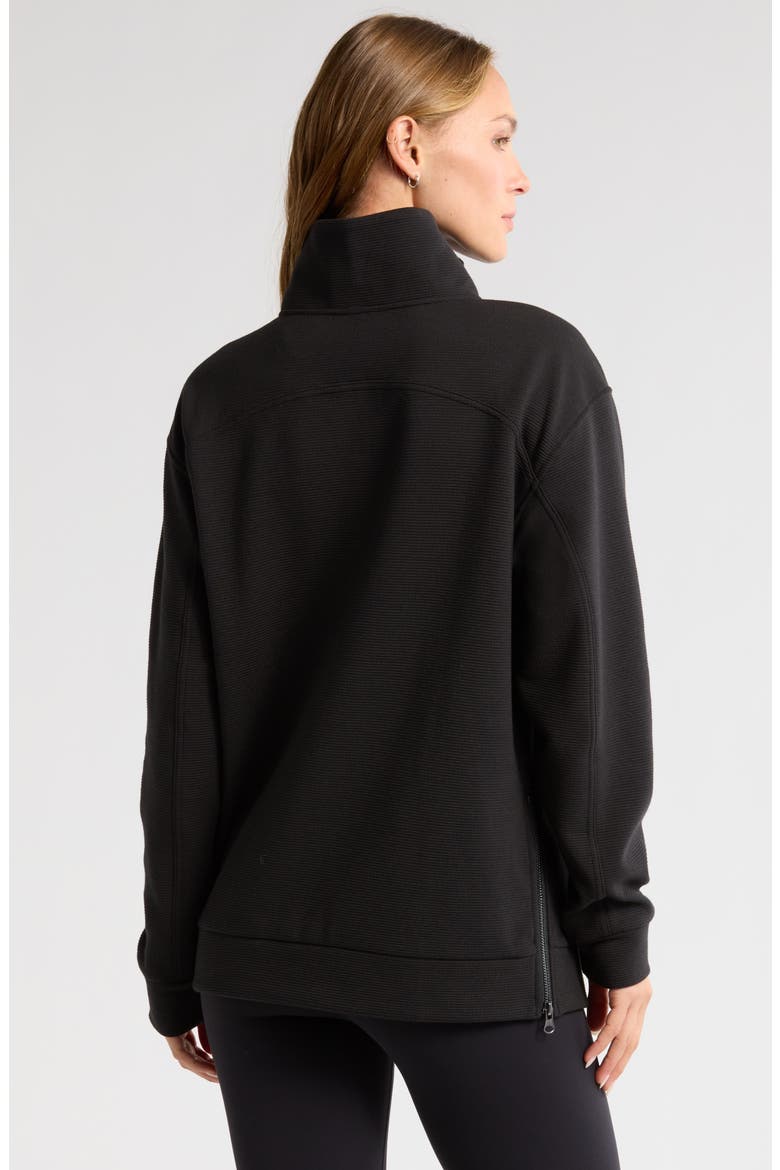 Half Zip Fleece Ottoman Pullover, Alternate, color, BLACK