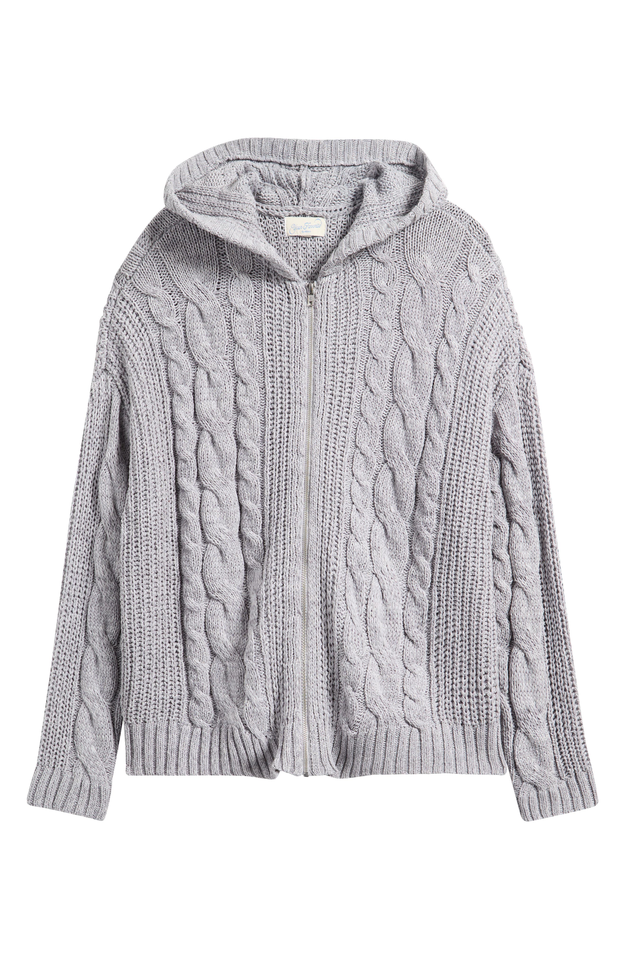 Dylan Cable Knit Zip-Up Hooded Sweater (Women) | Nordstrom