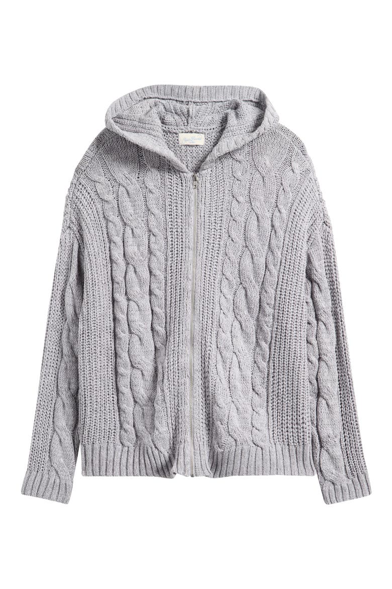 Dylan Cable Knit Zip-Up Hooded Sweater (Women) | Nordstrom