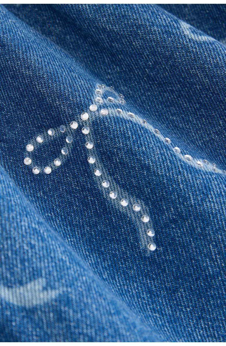 NEXT Kids' Bow Diamante Long Sleeve Denim Shirtdress, Alternate, color, Blue