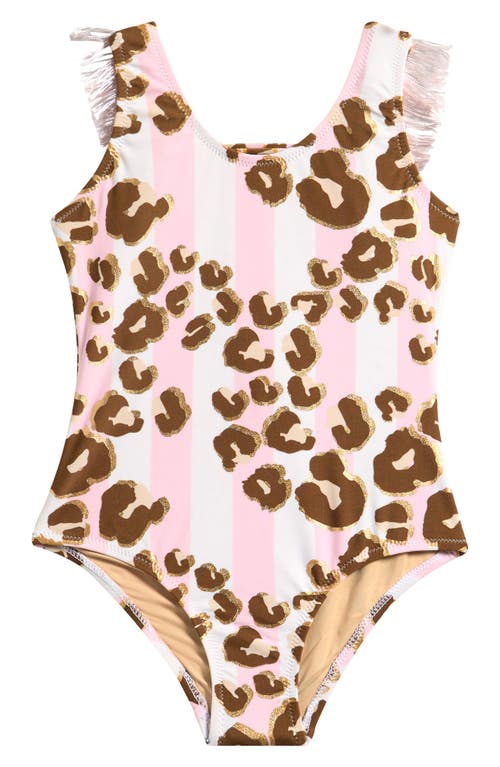Shade Critters Kids' Fringe Metallic One-piece Swimsuit In Pink Multi