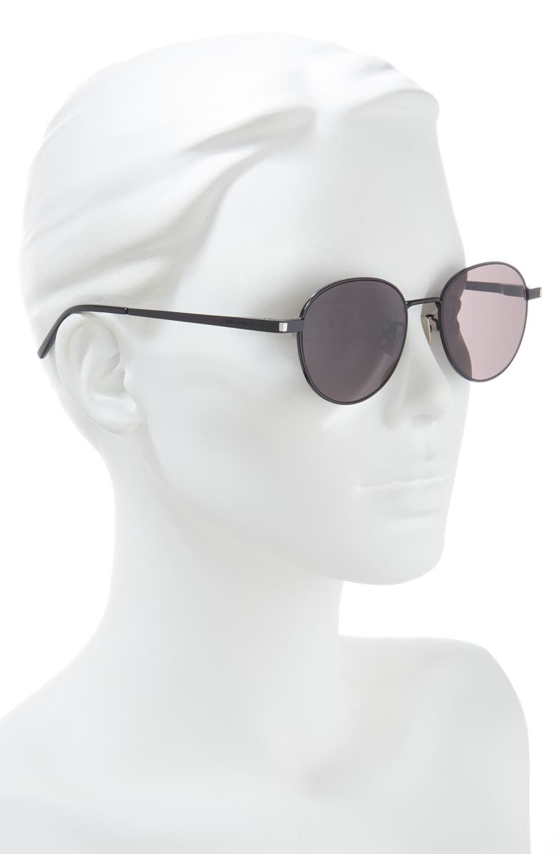 Saint Laurent 53mm Round Sunglasses, Alternate, color, Black Black Black