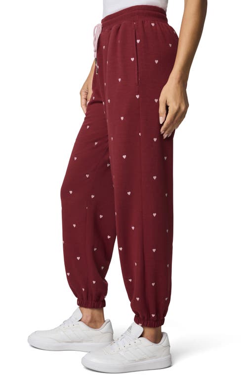 Splendid Love Lounge Embroidered Joggers In Burgundy