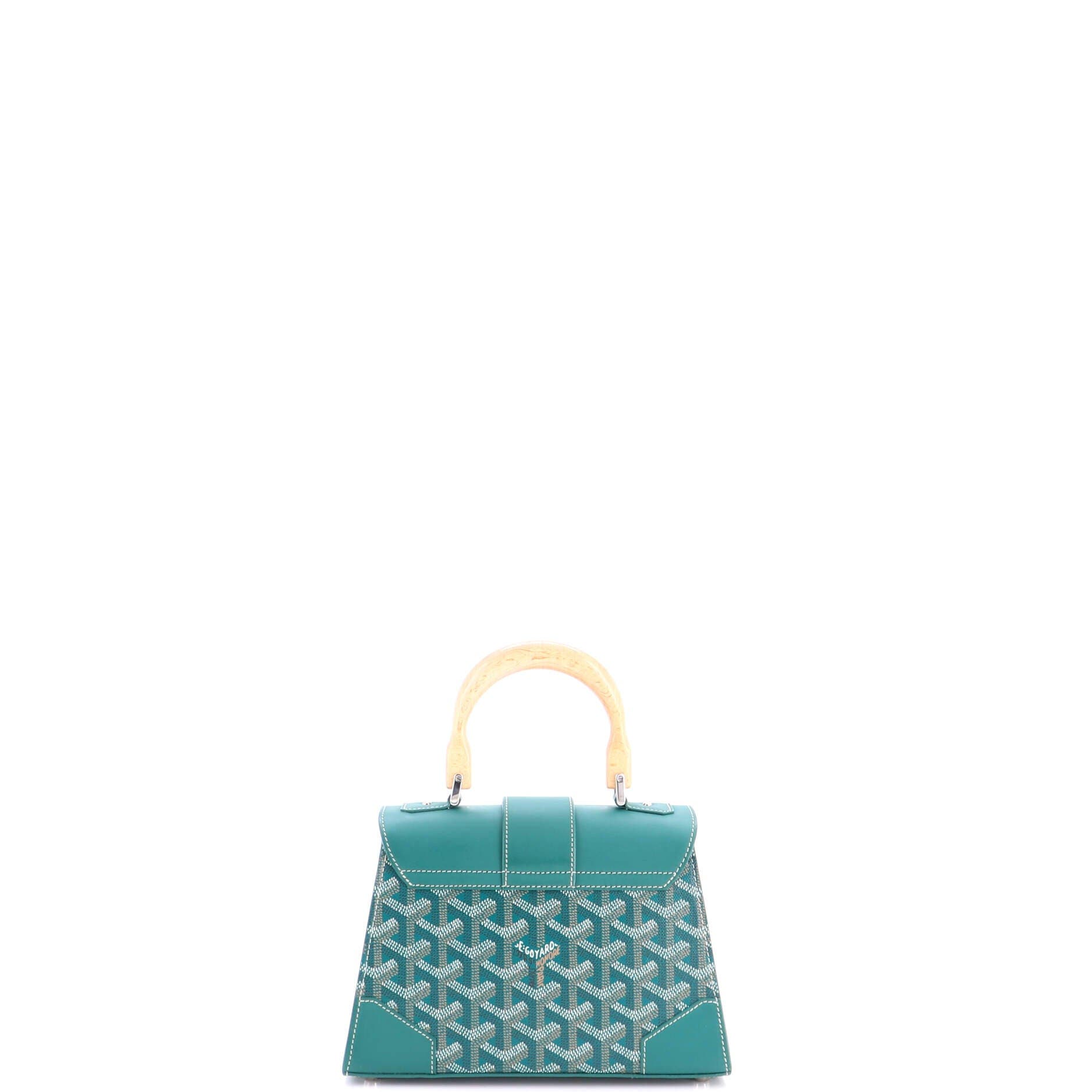 Structured Saigon Top Handle Bag Coated Canvas with Leather Mini, Alternate, color, Green