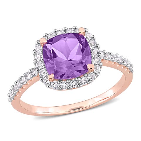 Gemstones Cushion Halo Ring