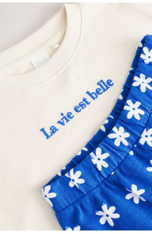 Next Kids' La Vie Cotton Graphic Sweatshirt & Floral Pants Set In Neutral