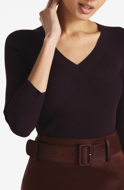 Fine Gauge V-Neck Rib Sweater