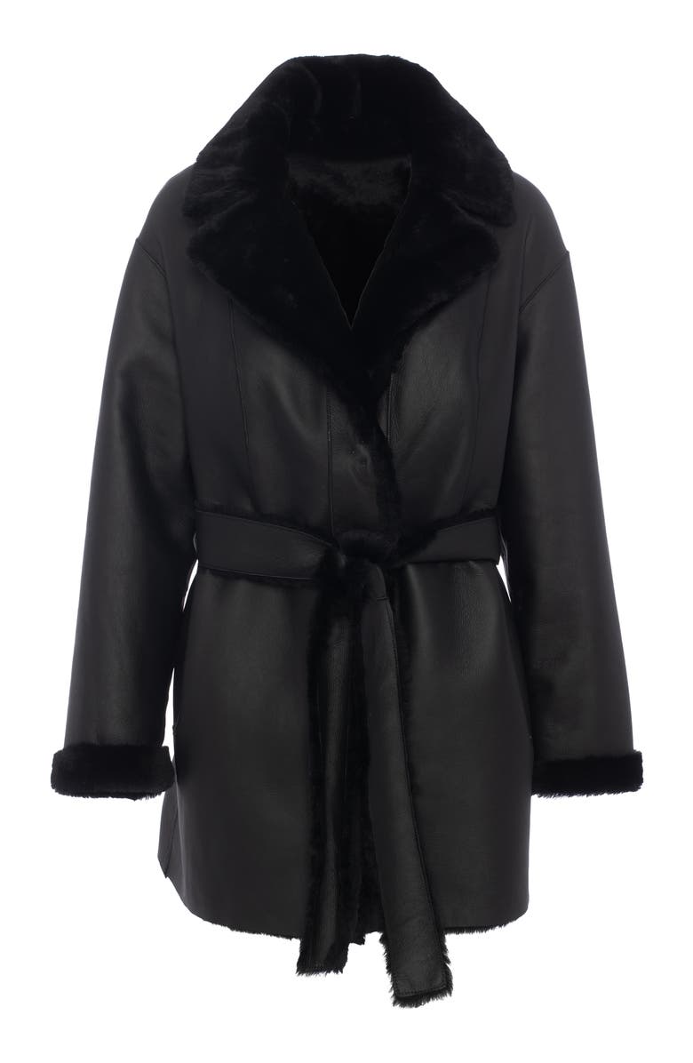 GORSKI Merino Shearling Lamb Stroller, Belt, Alternate, color, Black