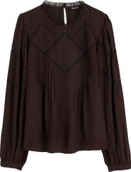 Madewell Lace Insert Mock Neck Long Sleeve Top