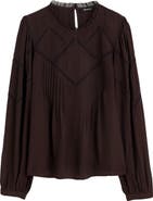 Madewell Lace Insert Mock Neck Long Sleeve Top