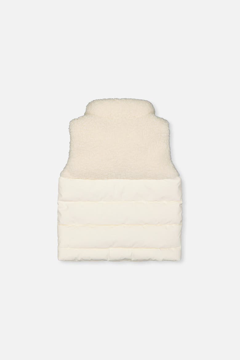 Sleeveless Mid-Season Fleece Quilted High Collar Vest, Alternate, color, Off-White