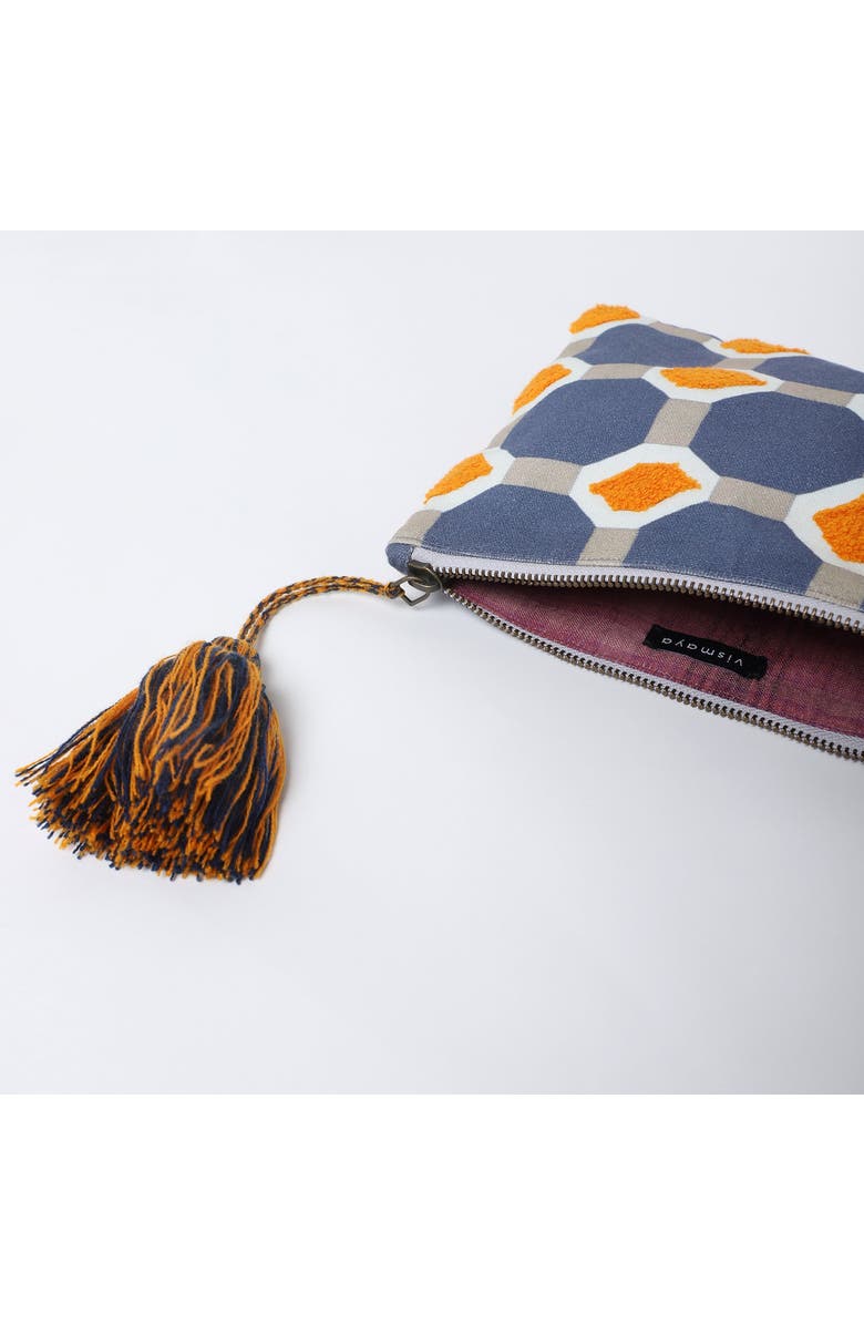 Vismaya Octagon Embroidered Travel Pouch, Alternate, color, Blue Ivory