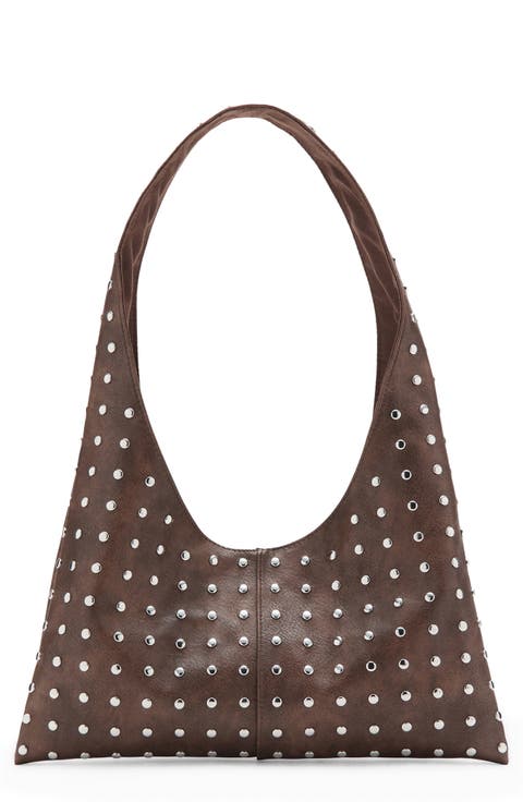 Studded Faux Leather Shoulder Bag