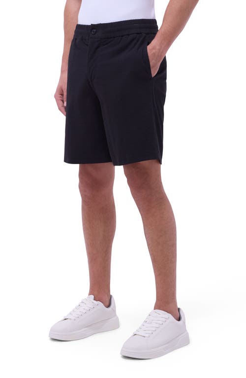 Bugatchi Seersucker Elastic Waist Shorts In Black