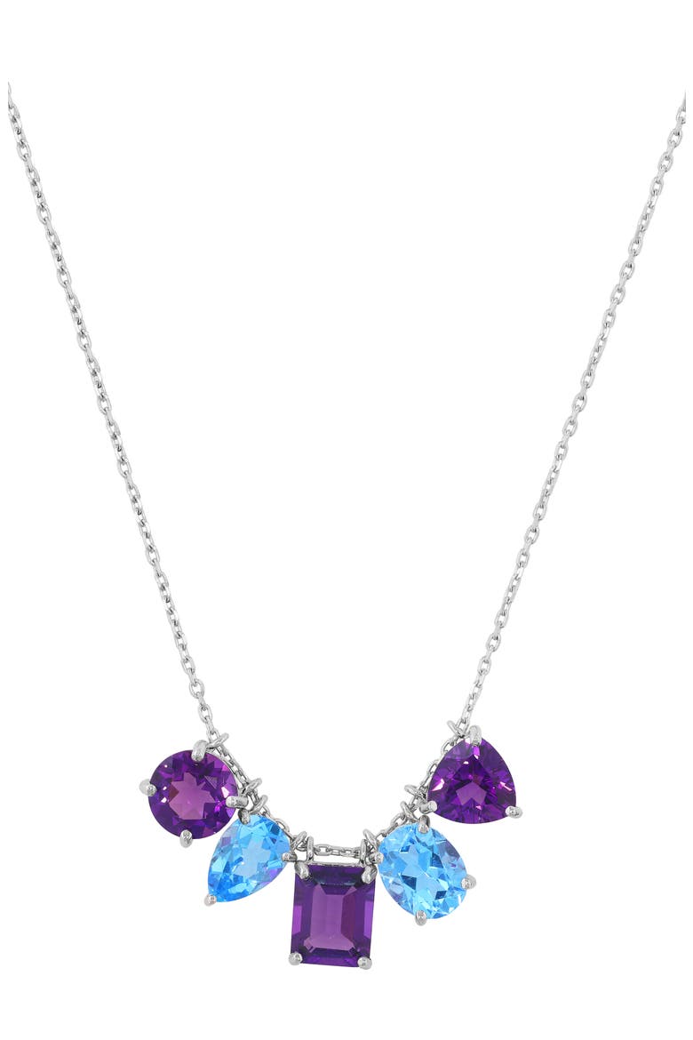 Sterling Silver Amethyst & Blue Topaz Frontal Necklace, Main, color, AMETHYST/ TOPAZ MULTI