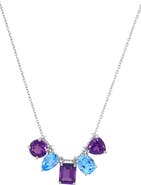 EFFY Sterling Silver Amethyst & Blue Topaz Frontal Necklace
