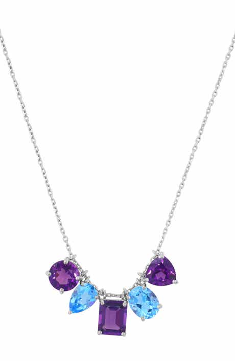 EFFY Sterling Silver Amethyst & Blue Topaz Frontal Necklace