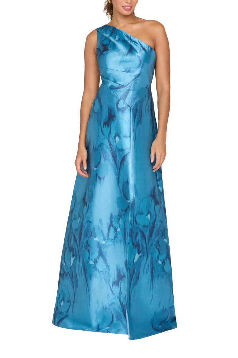 Faith One-Shoulder Evening Gown, Alternate, color, SPRING AQUA