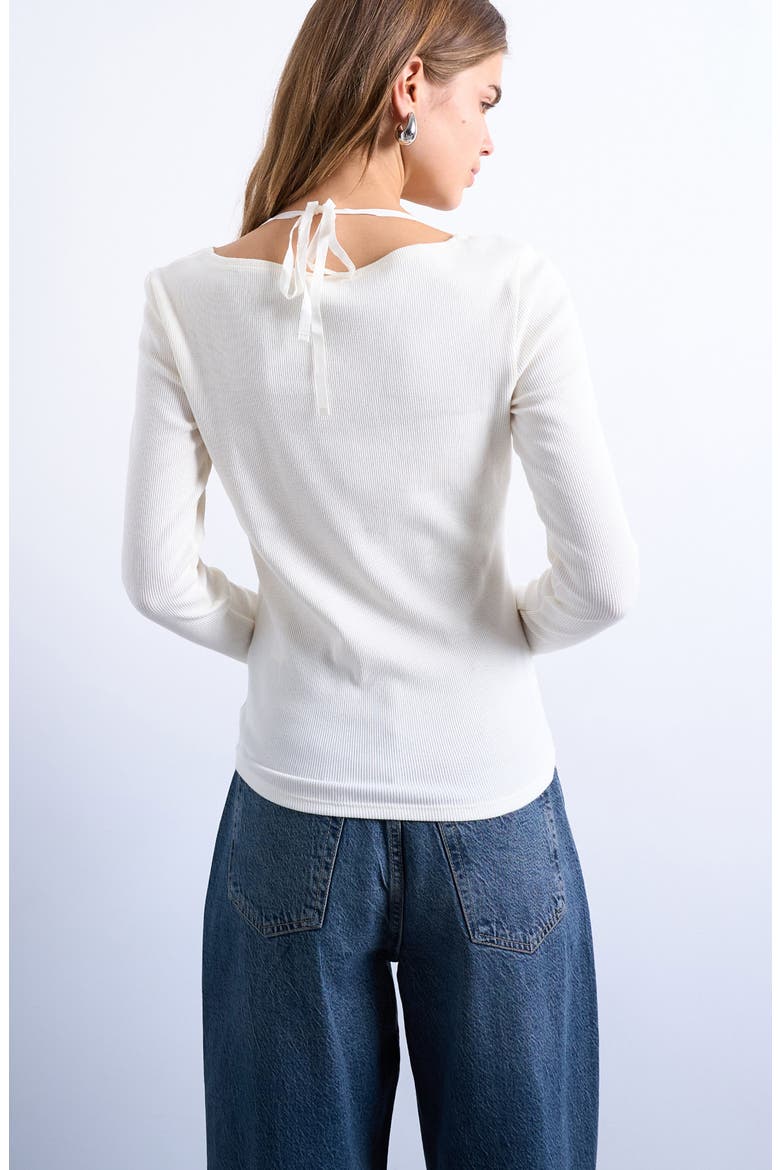 Scoop Neck Long Sleeve Rib Top, Alternate, color, IVORY
