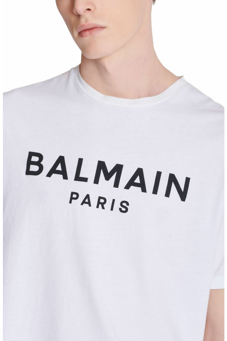 T-Shirt With Balmain Paris Print, Alternate, color, White