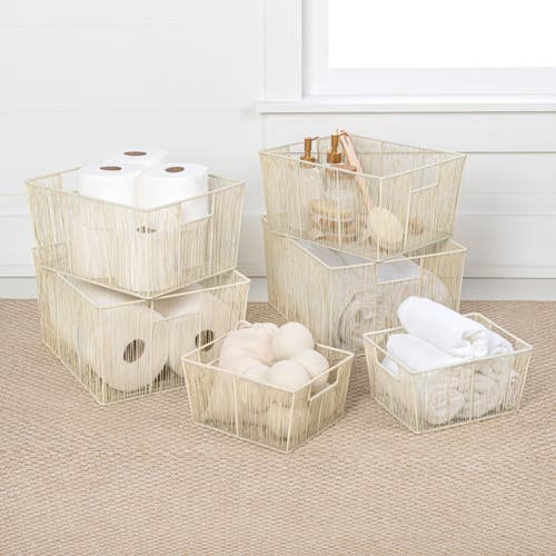 Happimess Sutton Modern Glam Handmade Wire Metal Nesting Storage Baskets In Neutral