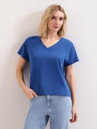 Phase Eight Saphiya Slub Cotton V-Neck T-shirt