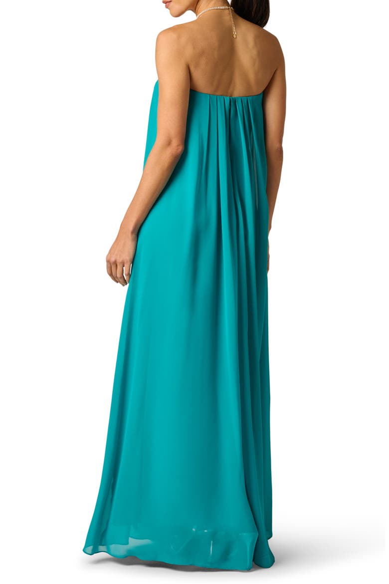 Chiffon Trapeze Gown, Alternate, color, TURQUOISE