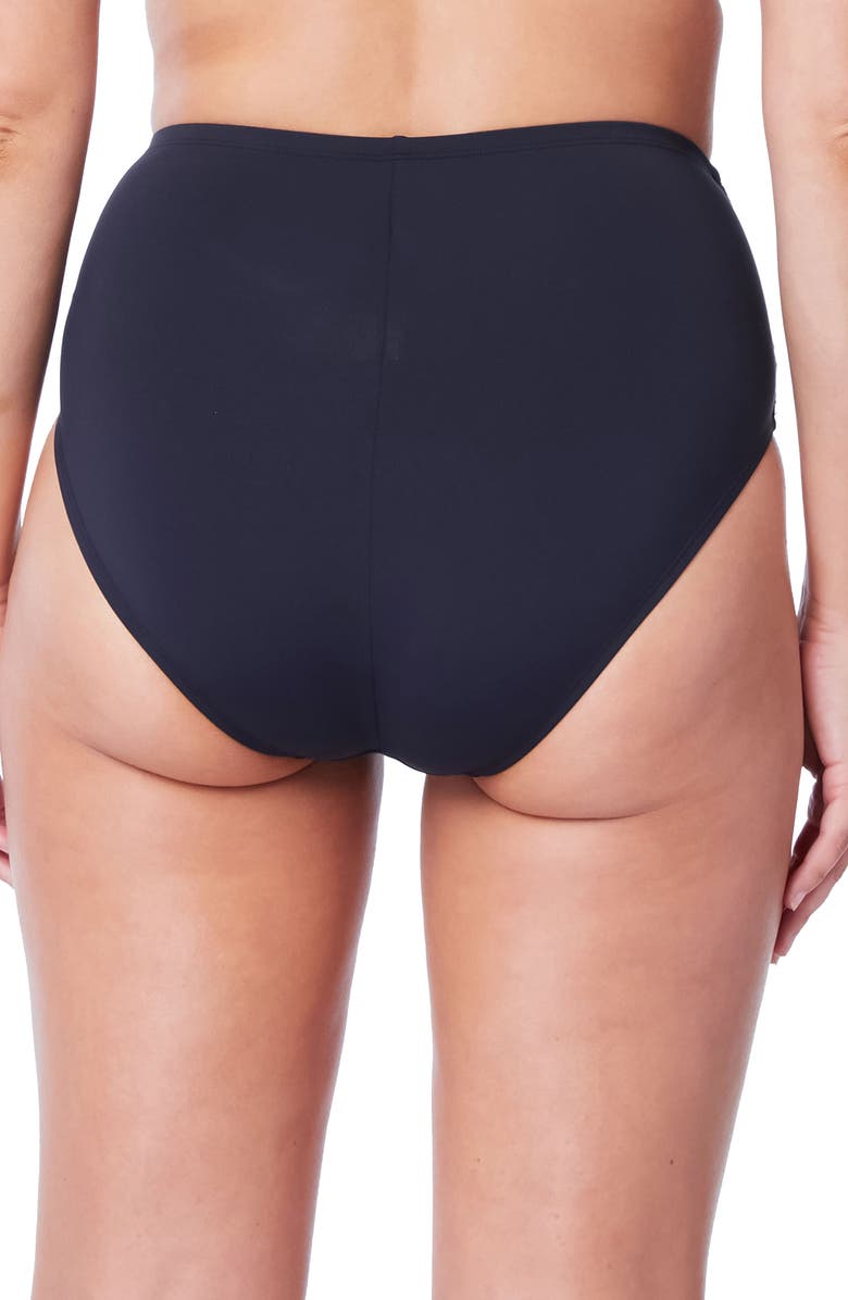 BLEU by Rod Beattie Kore Shirred High Waist Bikini Bottoms, Alternate, color, Black