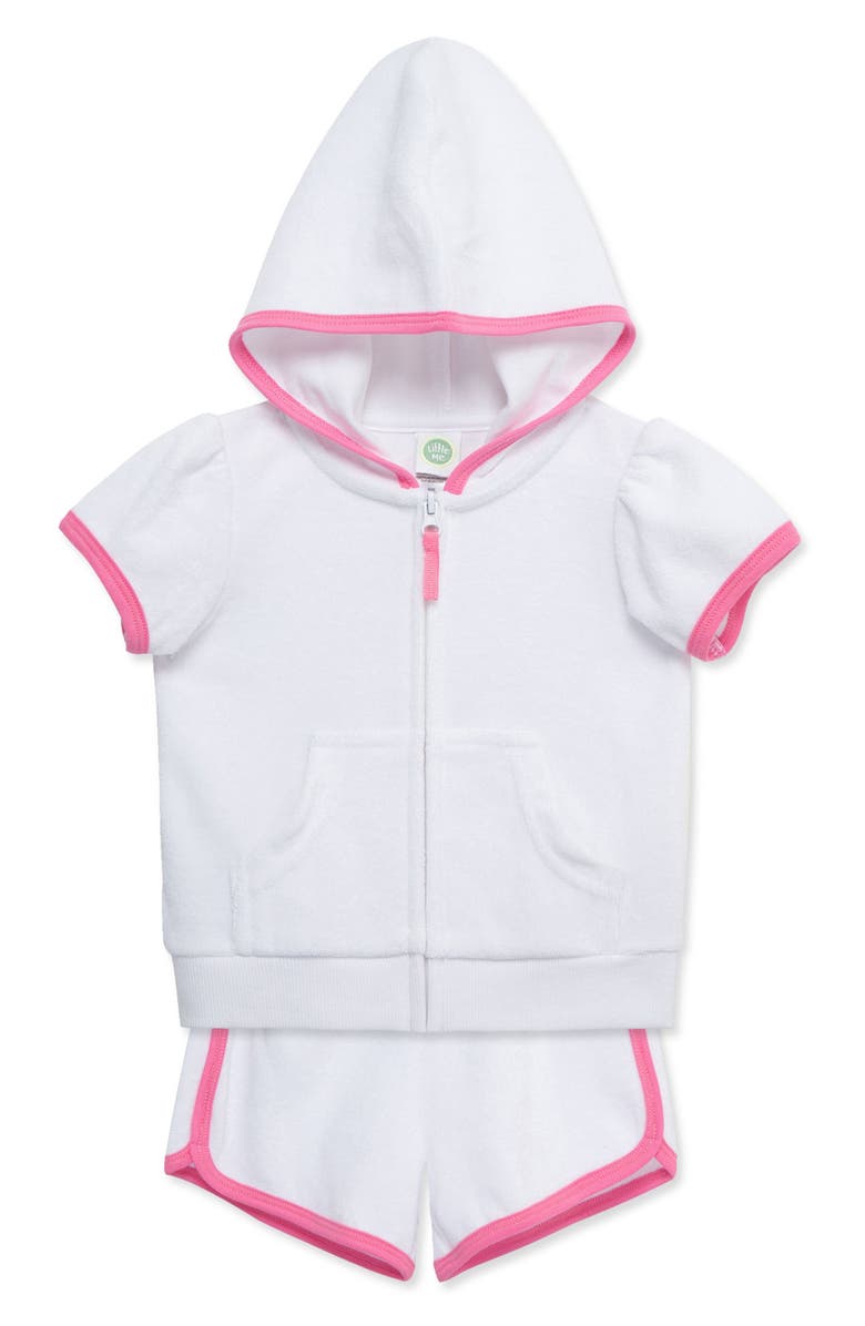 Little Me Terry Cover-Up Hoodie & Shorts Set, Alternate, color, 