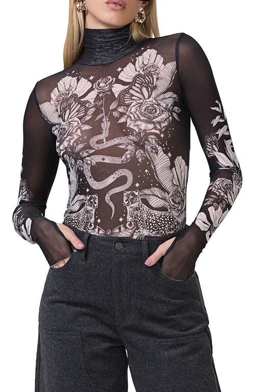 AFRM AFRM ZADIE PRINT TURTLENECK MESH TOP