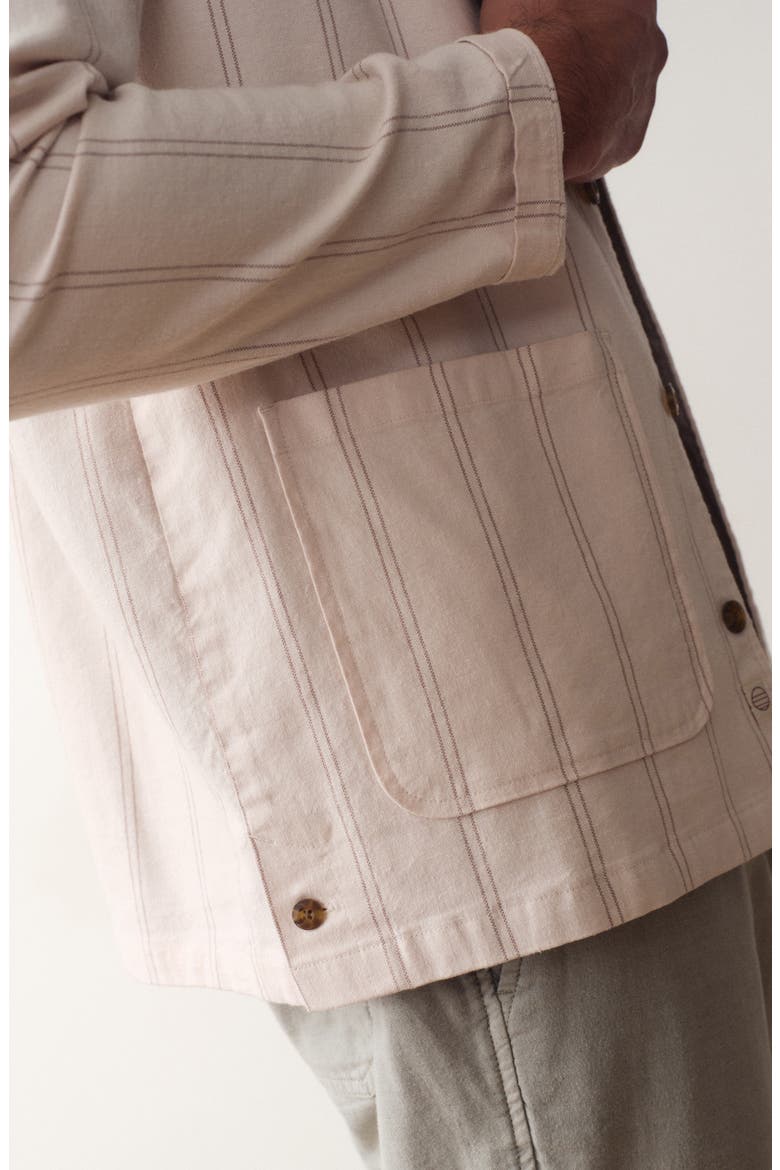 Sergio Hemp Blend Overshirt, Alternate, color, NATURAL/ BROWN STRIPE