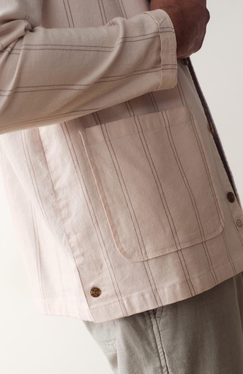 Marine Layer Sergio Hemp Blend Overshirt, Alternate, color, Natural/ Brown Stripe